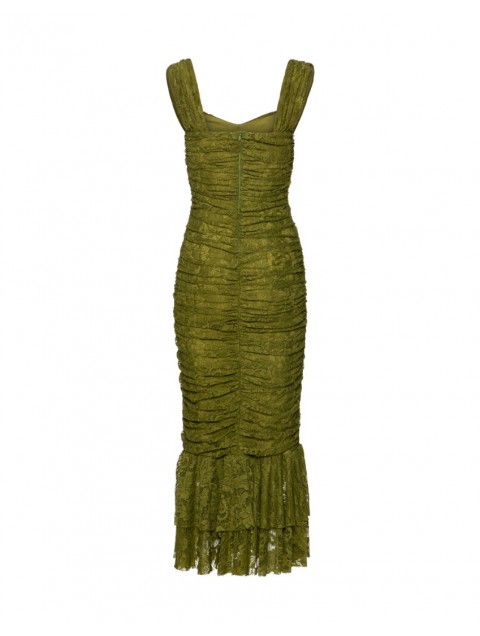 MIX AND MATCH Layla Lace Olive Dress Λαδί Φόρεμα